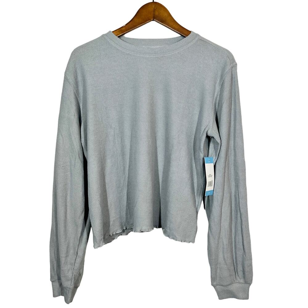 NEW! BB Dakota Long Sleeve Knit Top Crewneck Slim Fit Grey Top Only - L